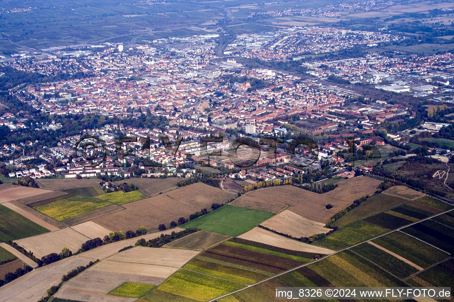 Aerial photograpy of From the south in Landau in der Pfalz in the state Rhineland-Palatinate, Germany