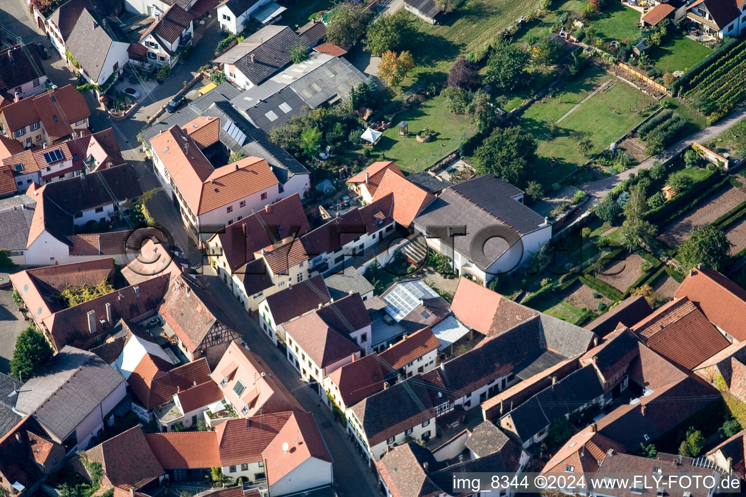 Aerial view of Birkweiler in the state Rhineland-Palatinate, Germany