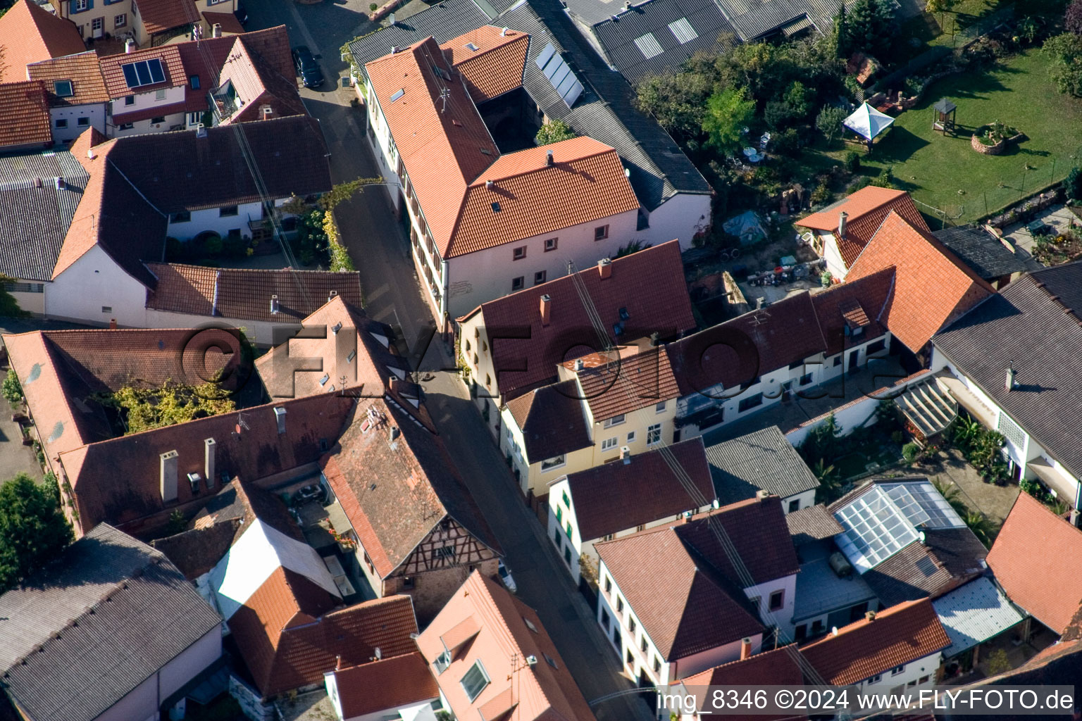 Birkweiler in the state Rhineland-Palatinate, Germany from above