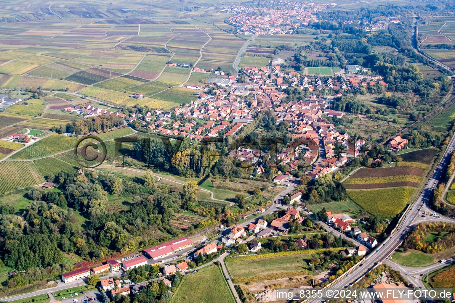 Siebeldingen in the state Rhineland-Palatinate, Germany seen from above