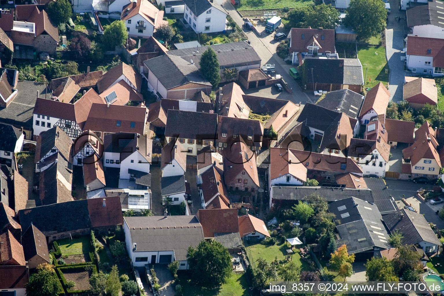 Birkweiler in the state Rhineland-Palatinate, Germany seen from above