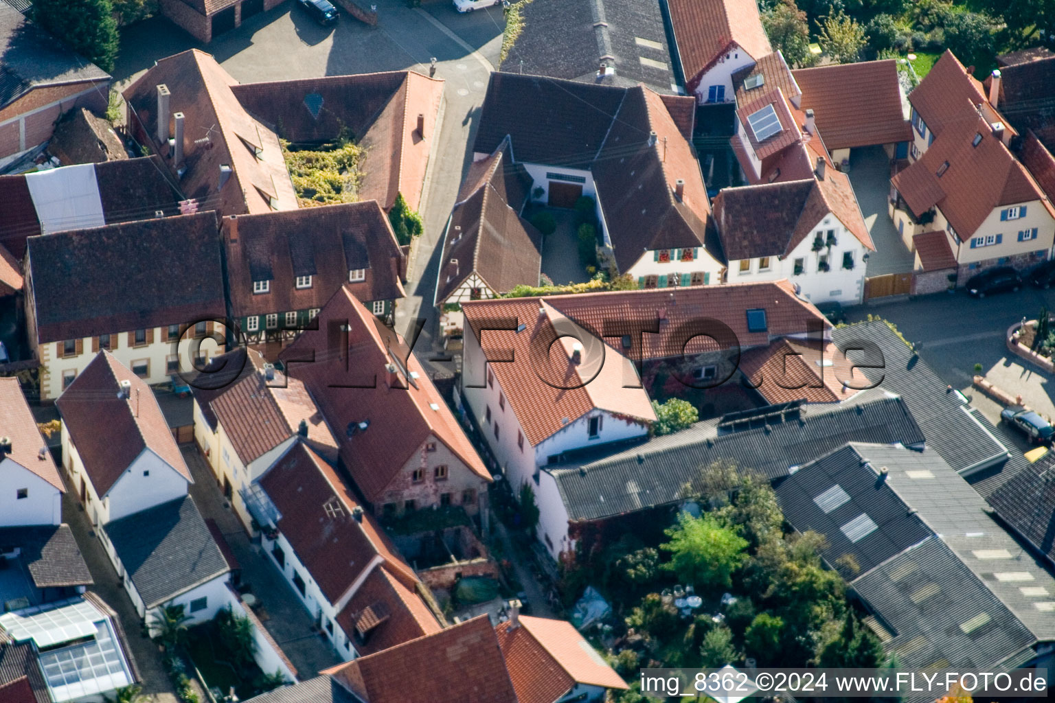 Drone recording of Birkweiler in the state Rhineland-Palatinate, Germany