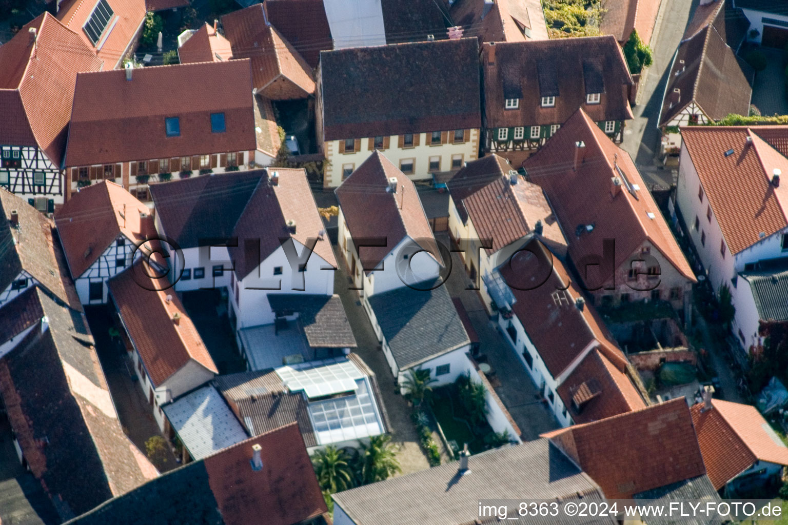 Drone recording of Birkweiler in the state Rhineland-Palatinate, Germany