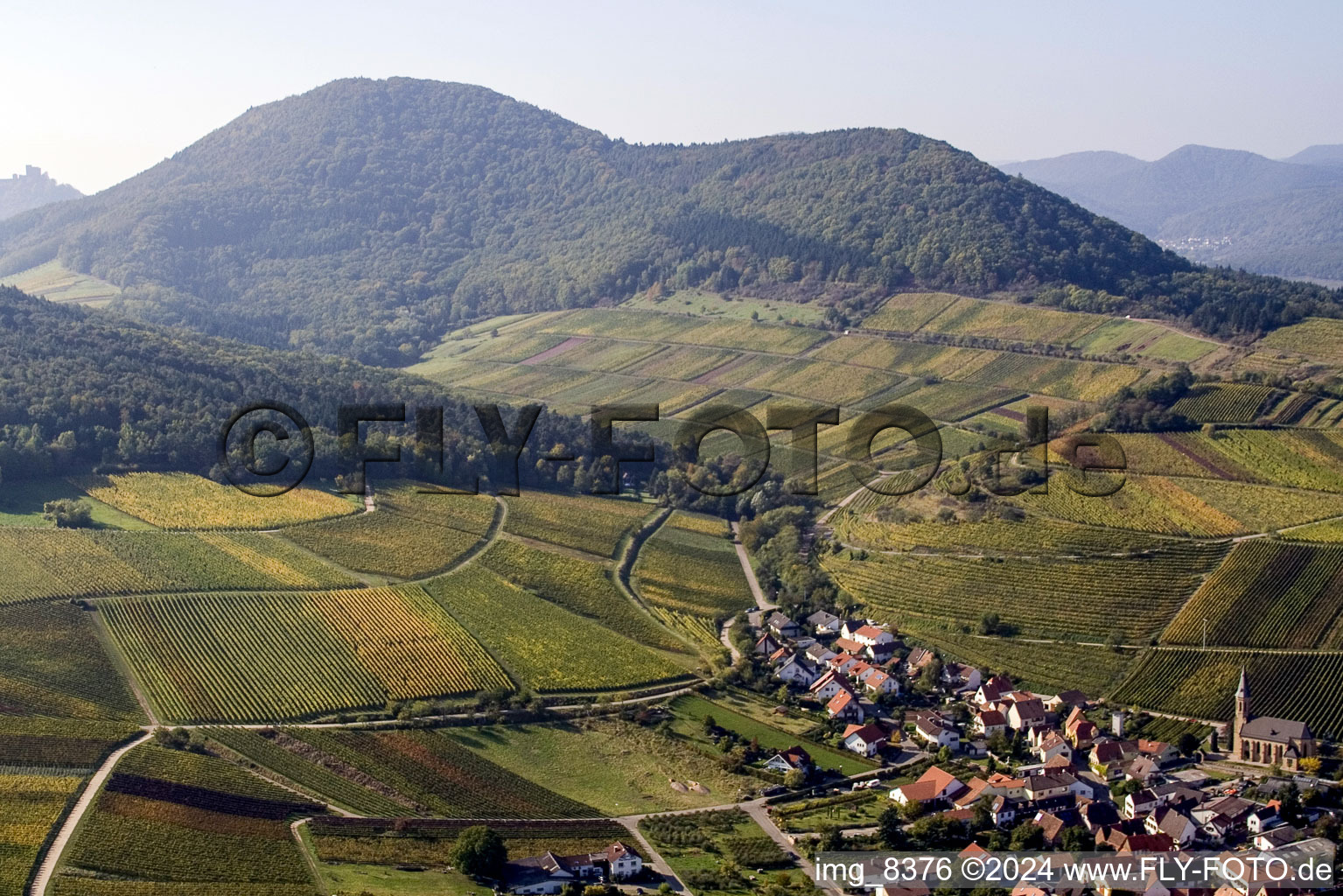 Town View of the streets and houses of the residential areas in Birkweiler in the state Rhineland-Palatinate