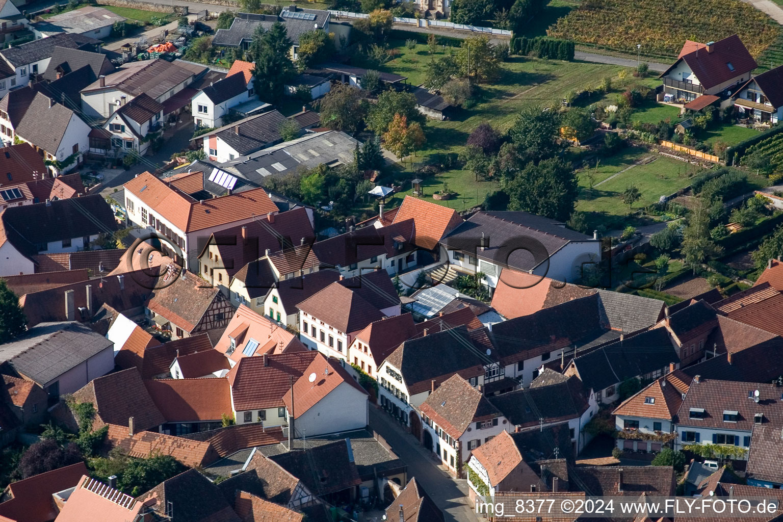 Birkweiler in the state Rhineland-Palatinate, Germany from a drone