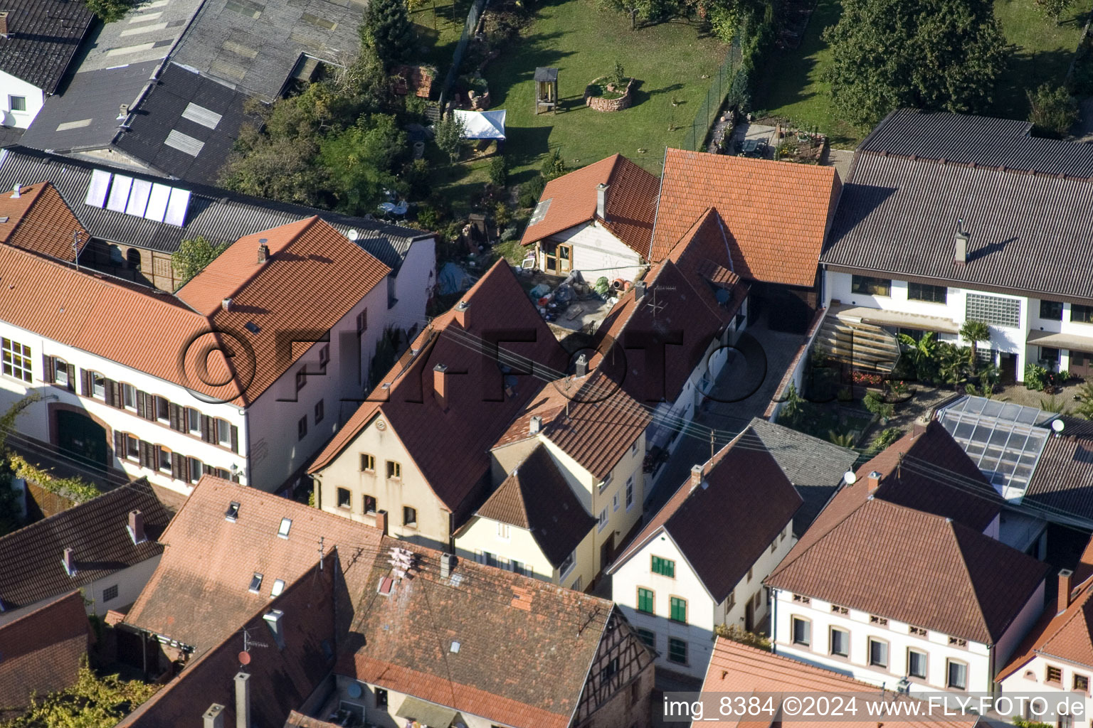 Aerial view of Birkweiler in the state Rhineland-Palatinate, Germany