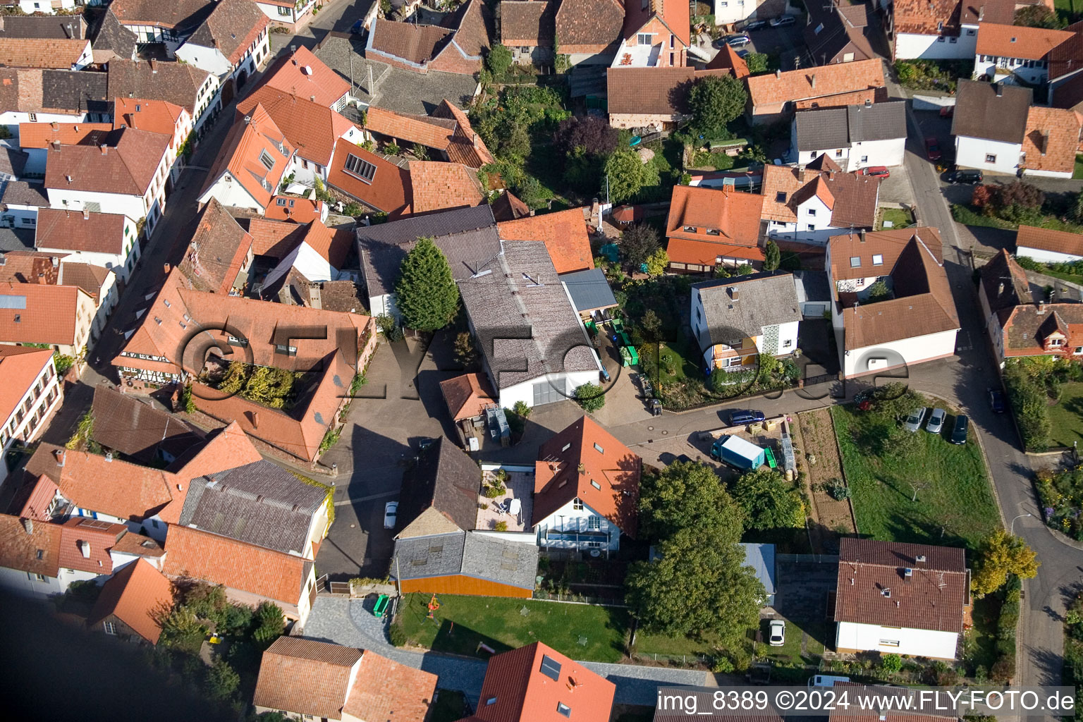 Oblique view of Birkweiler in the state Rhineland-Palatinate, Germany