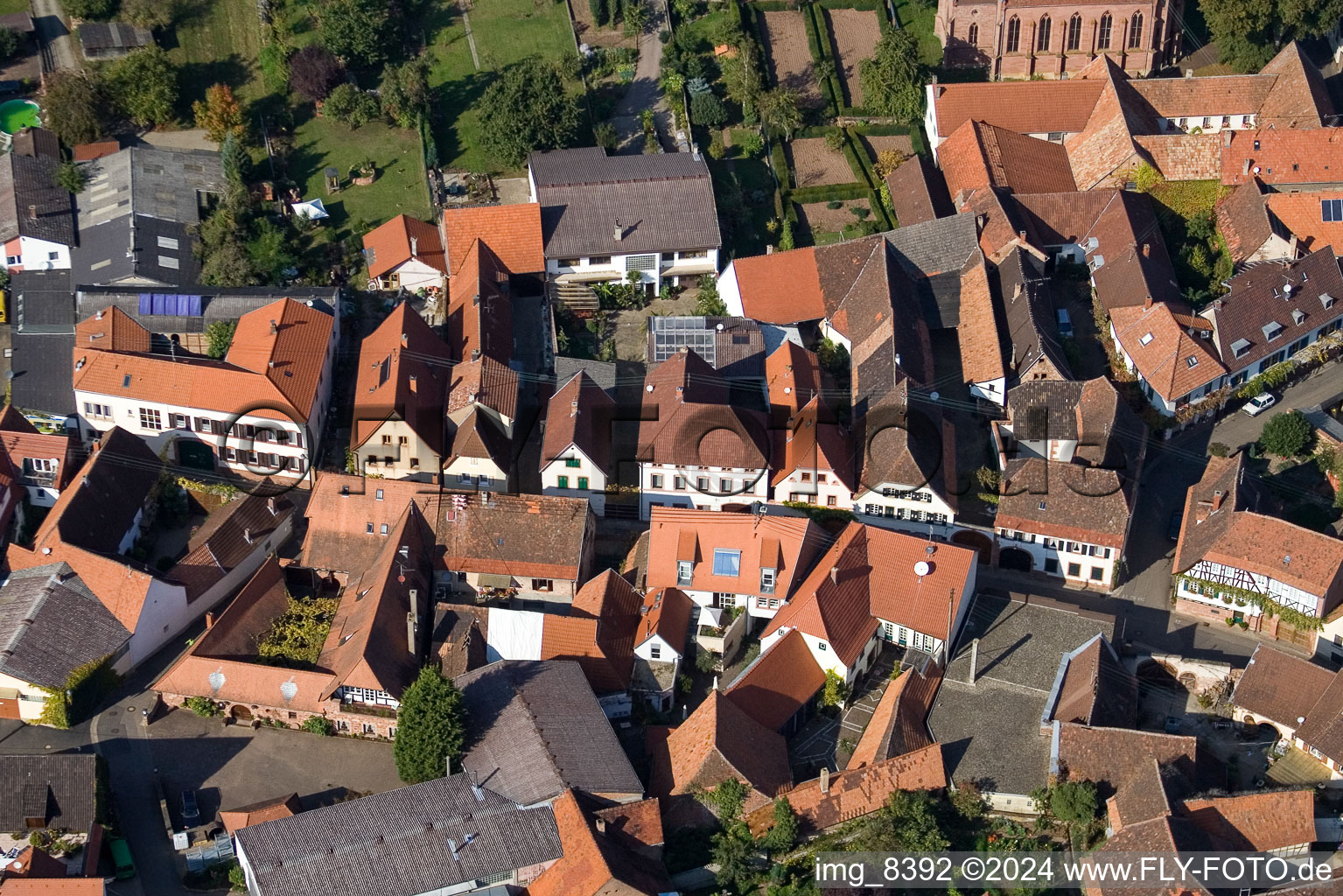 Oblique view of Birkweiler in the state Rhineland-Palatinate, Germany