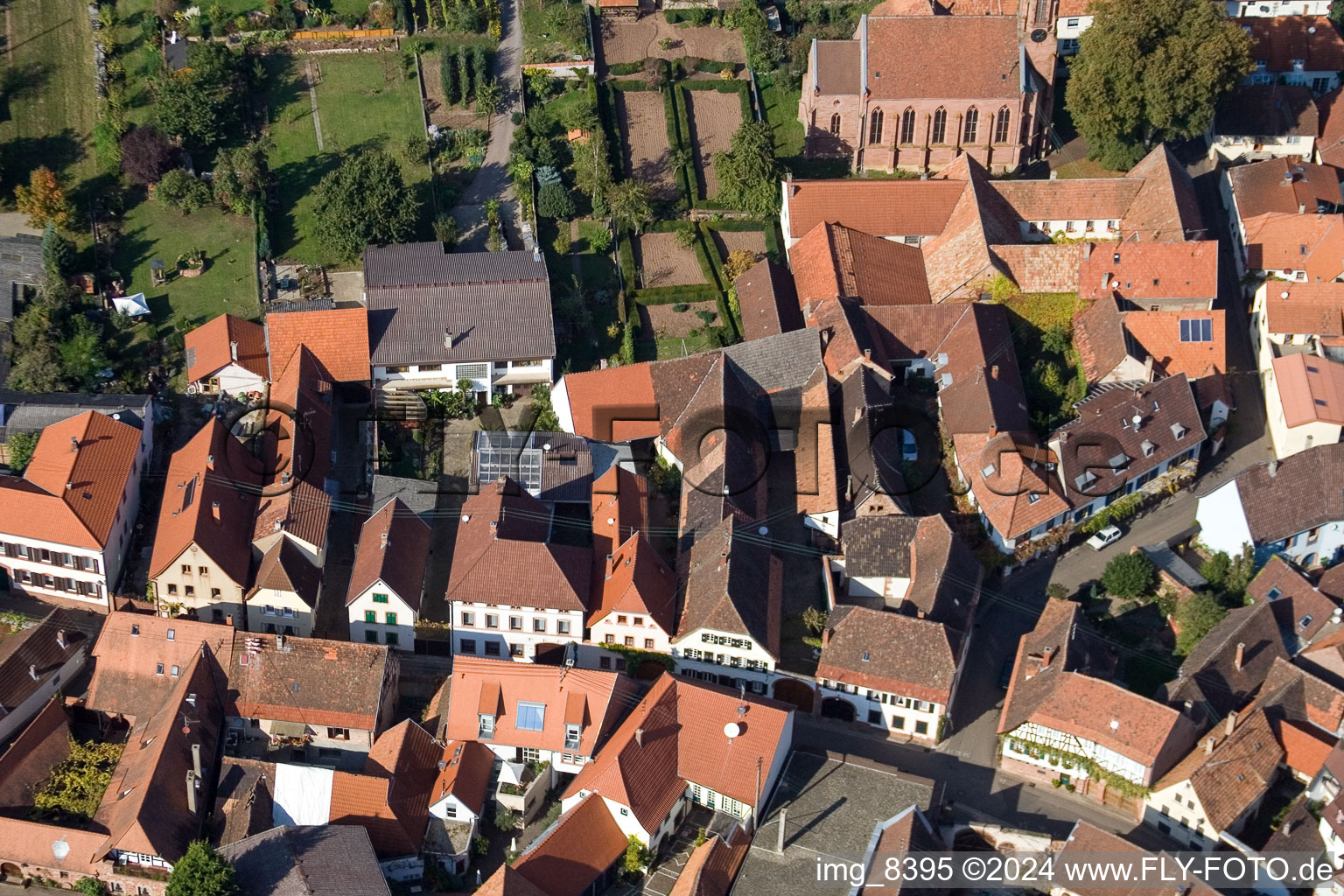 Birkweiler in the state Rhineland-Palatinate, Germany from above