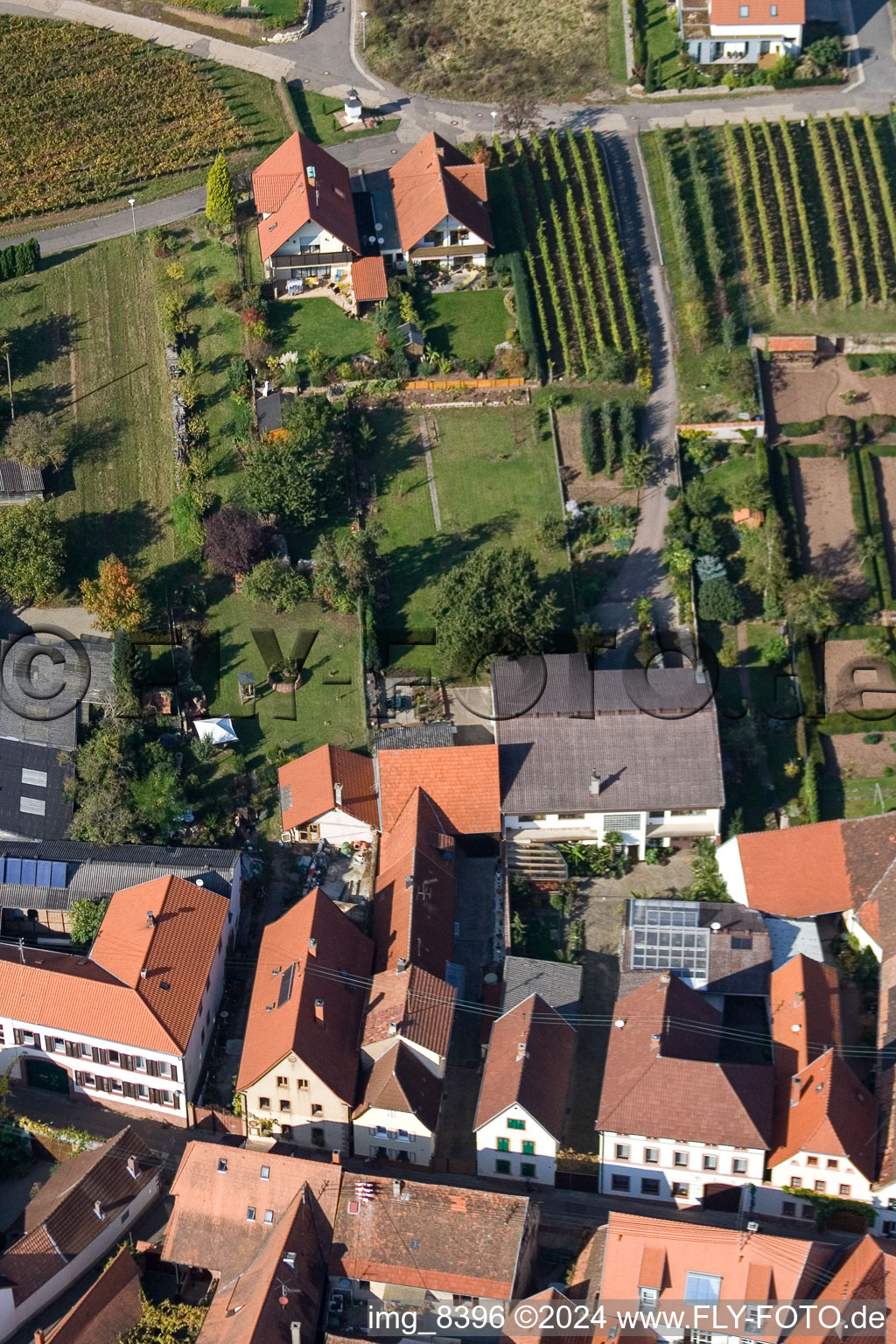 Birkweiler in the state Rhineland-Palatinate, Germany seen from above