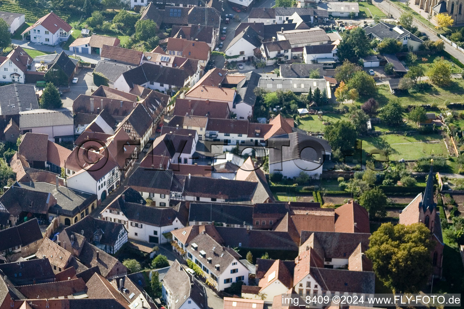 Drone recording of Birkweiler in the state Rhineland-Palatinate, Germany