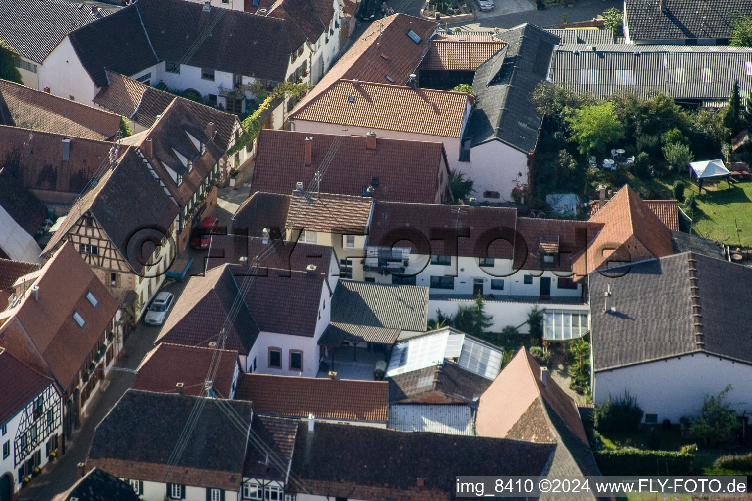 Drone recording of Birkweiler in the state Rhineland-Palatinate, Germany