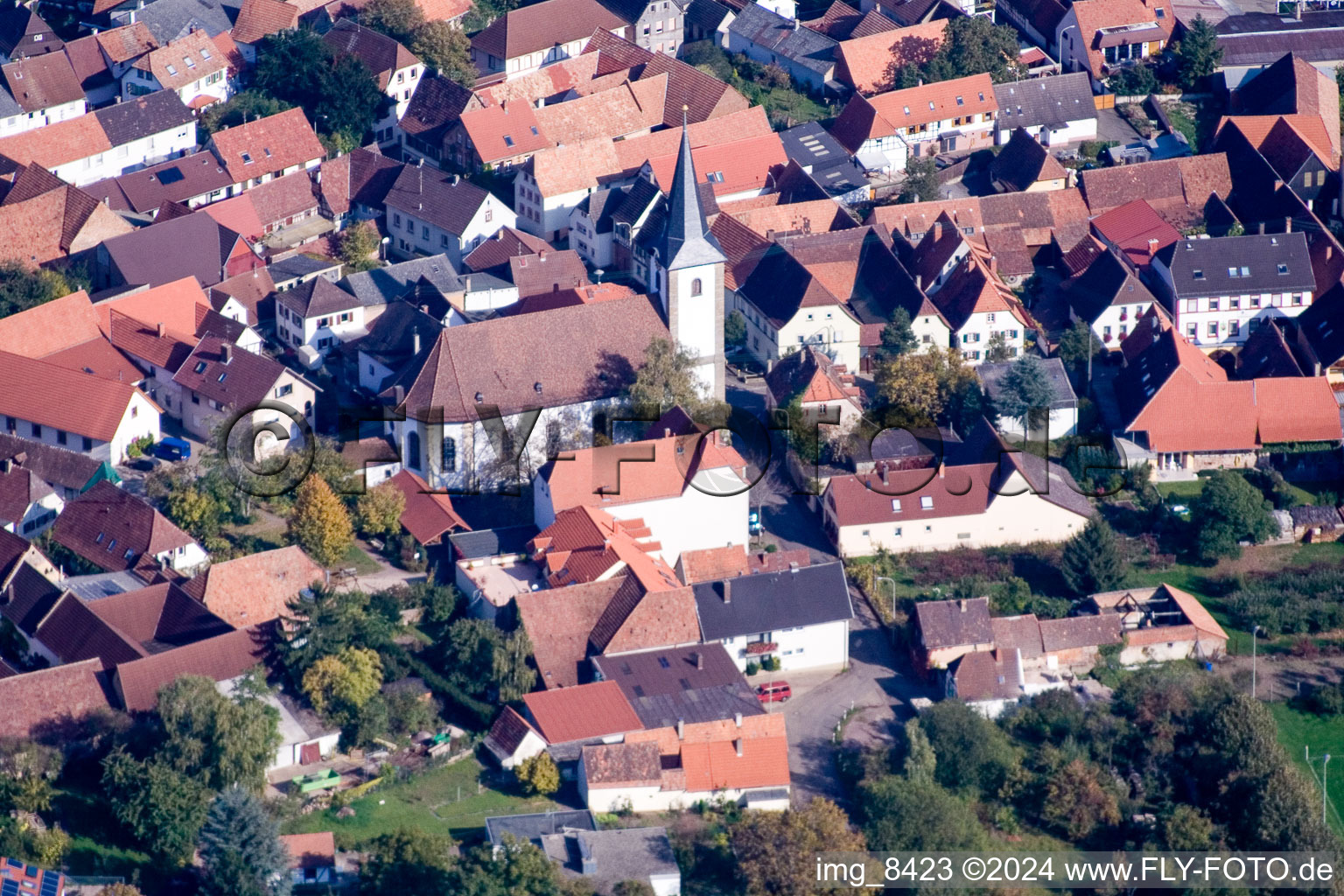 District Mörzheim in Landau in der Pfalz in the state Rhineland-Palatinate, Germany from the drone perspective