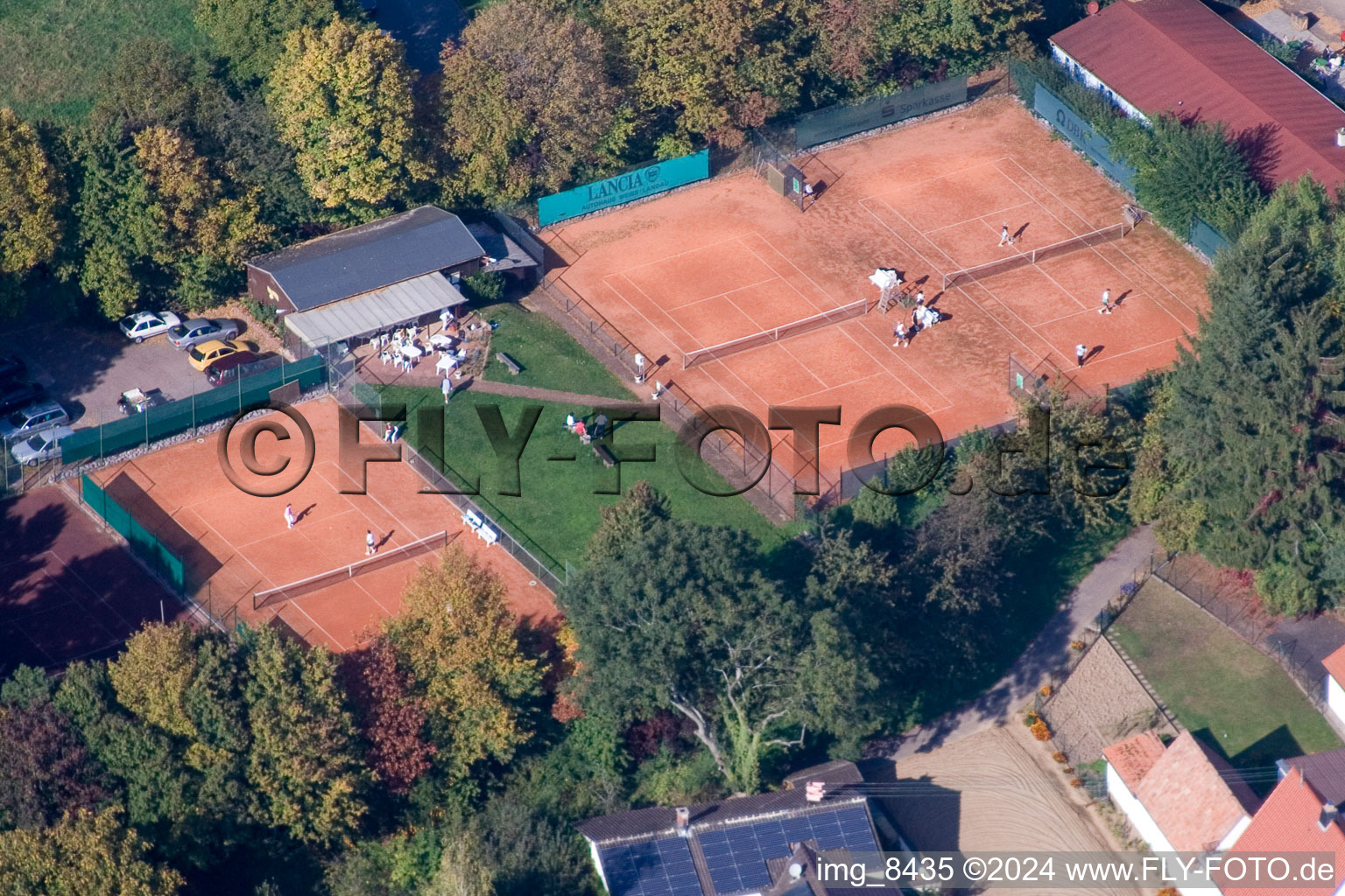 Aerial view of Tennis club in the district Mörzheim in Landau in der Pfalz in the state Rhineland-Palatinate, Germany