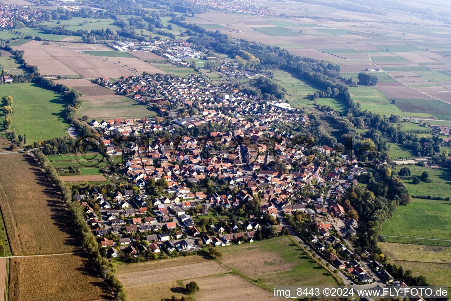 District Billigheim in Billigheim-Ingenheim in the state Rhineland-Palatinate, Germany viewn from the air