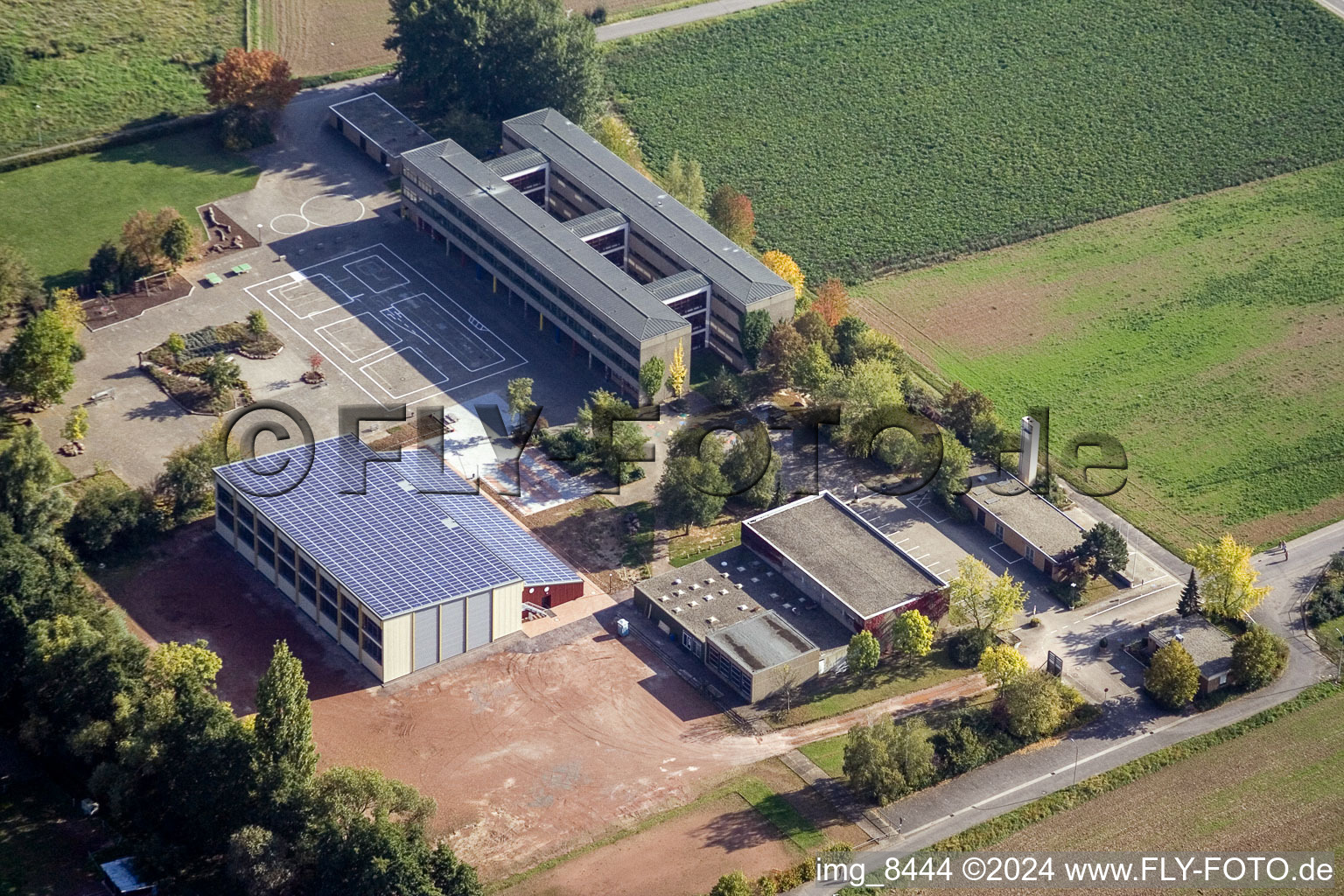 School grounds and buildings of the Klingbachschule in the district Ingenheim in Billigheim-Ingenheim in the state Rhineland-Palatinate