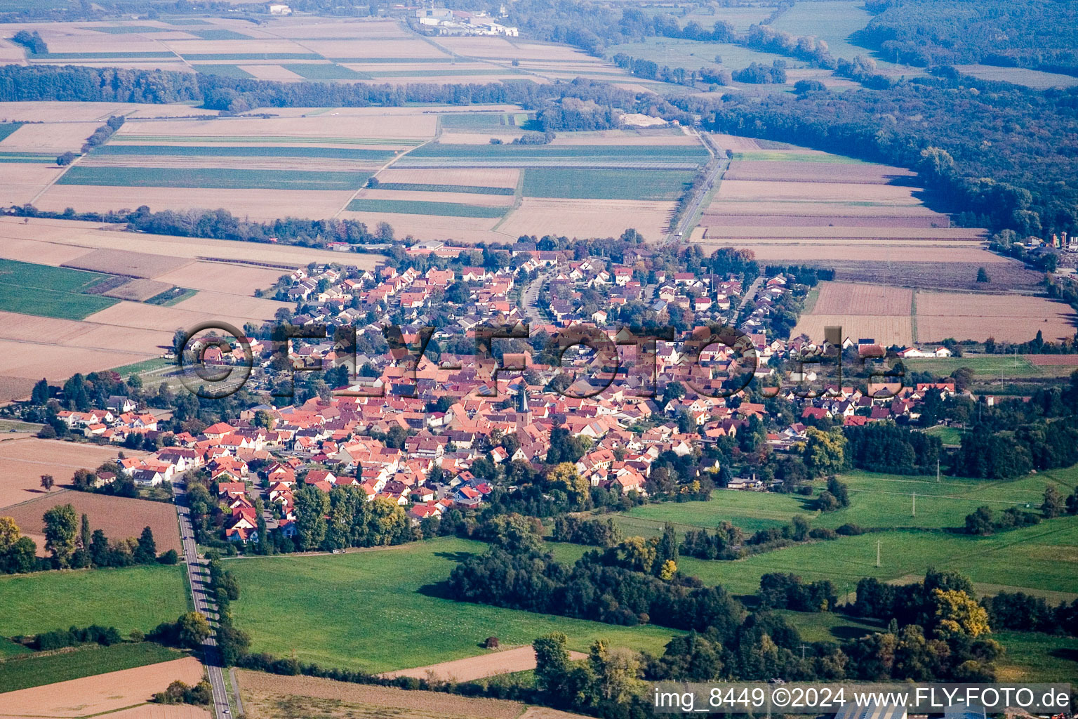 Rohrbach in the state Rhineland-Palatinate, Germany seen from above