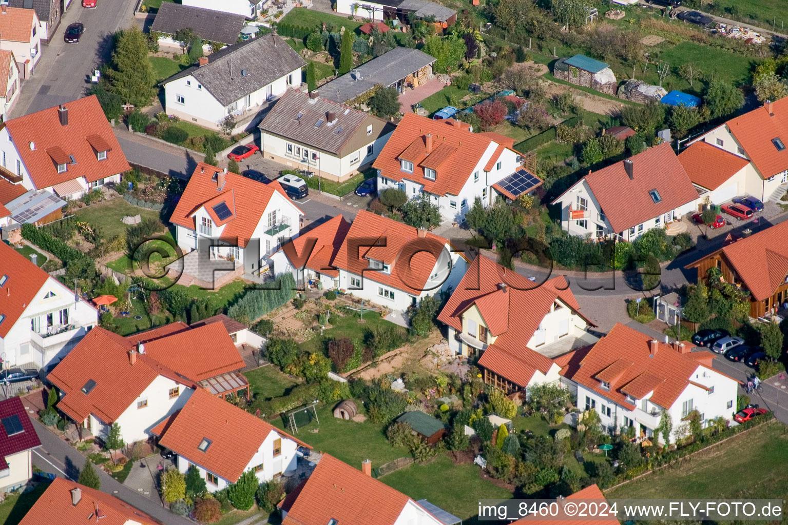 On the track in Steinweiler in the state Rhineland-Palatinate, Germany from above