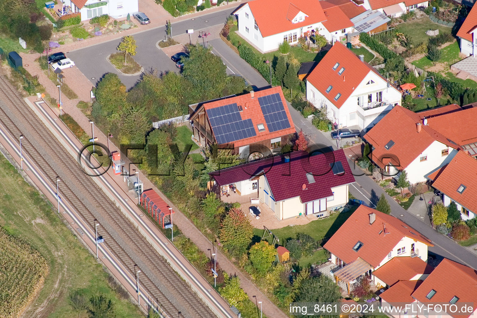 On the track in Steinweiler in the state Rhineland-Palatinate, Germany out of the air