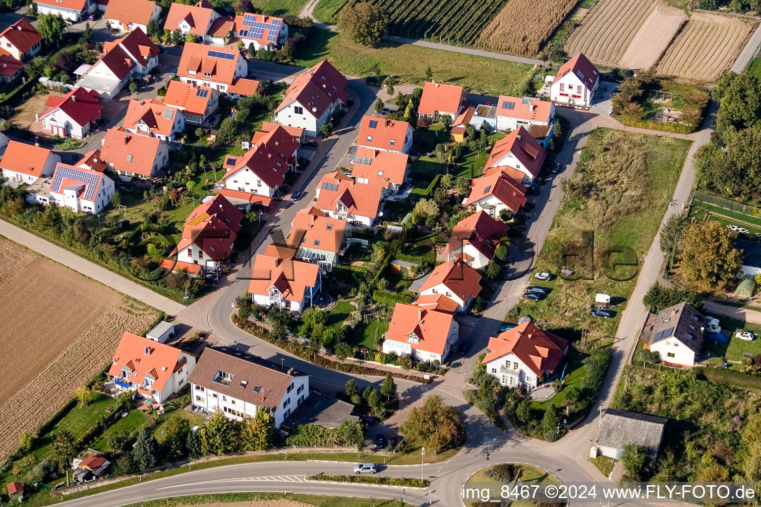 Oblique view of Steinweiler in the state Rhineland-Palatinate, Germany