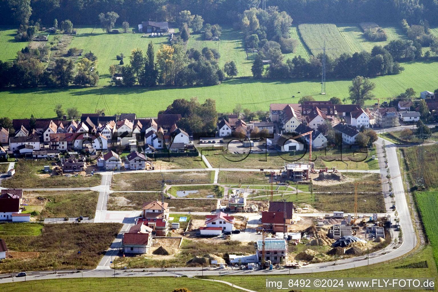 Drone image of New development area Am Höhenweg in Kandel in the state Rhineland-Palatinate, Germany