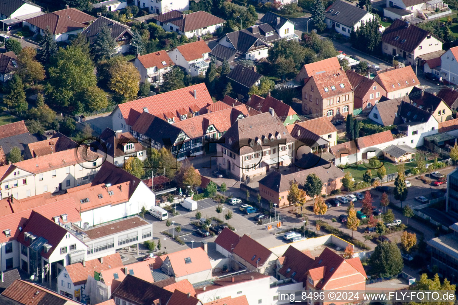 Bahnhofstr in Kandel in the state Rhineland-Palatinate, Germany from the plane