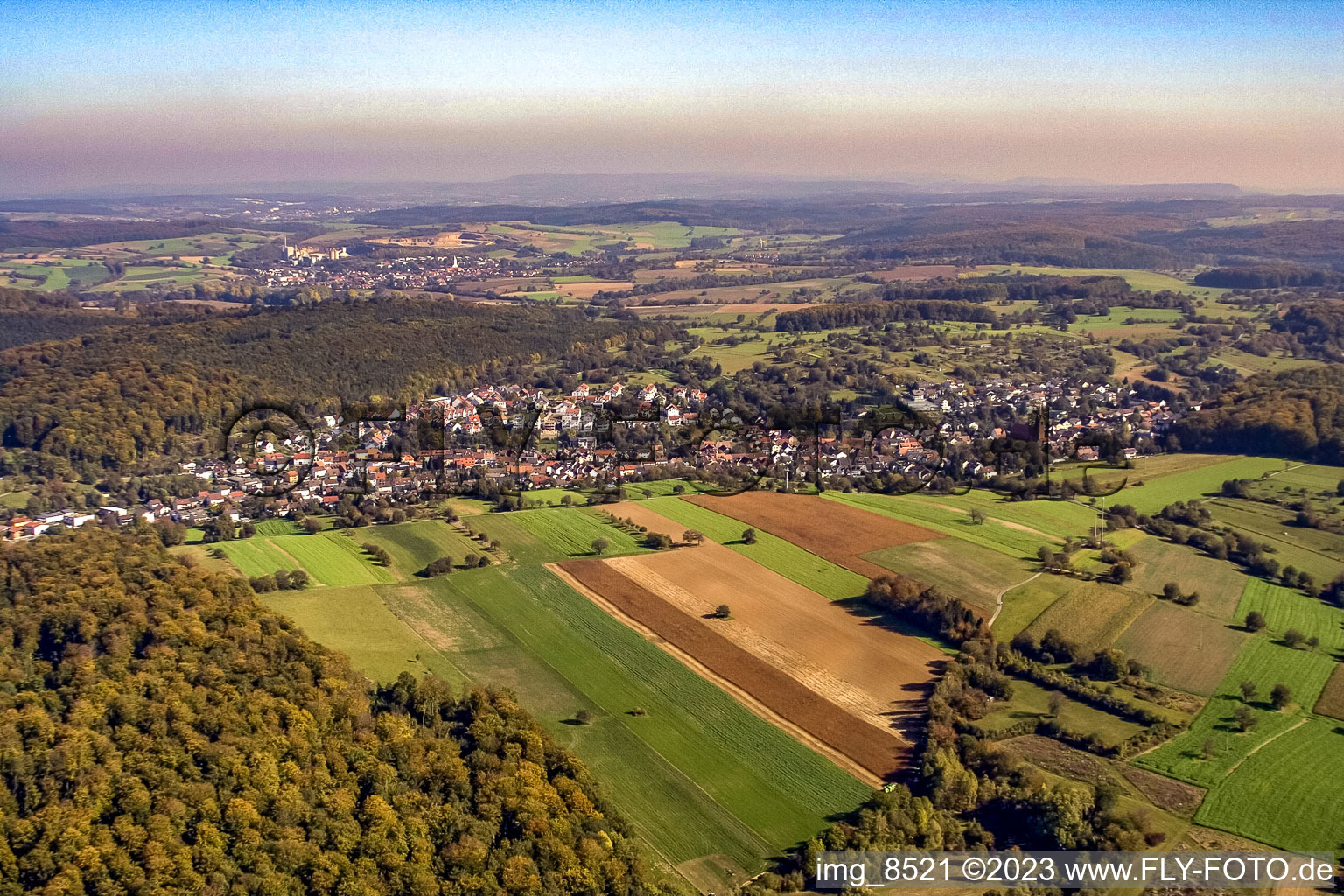 Aerial photograpy of District Wöschbach in Pfinztal in the state Baden-Wuerttemberg, Germany