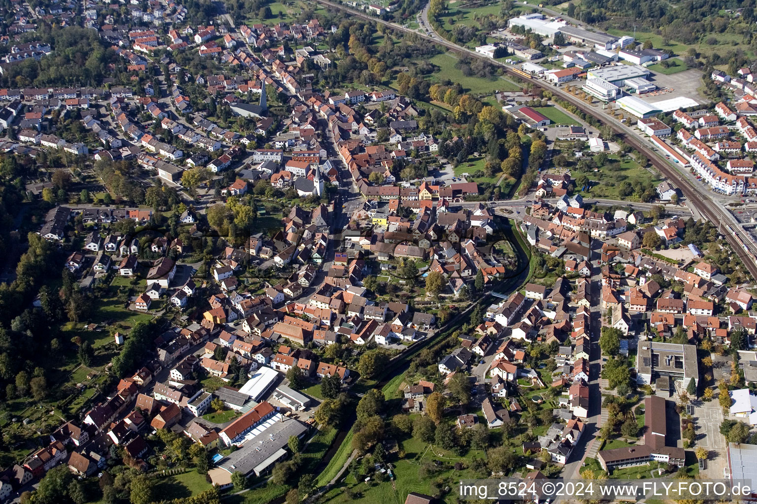 From the east in the district Berghausen in Pfinztal in the state Baden-Wuerttemberg, Germany