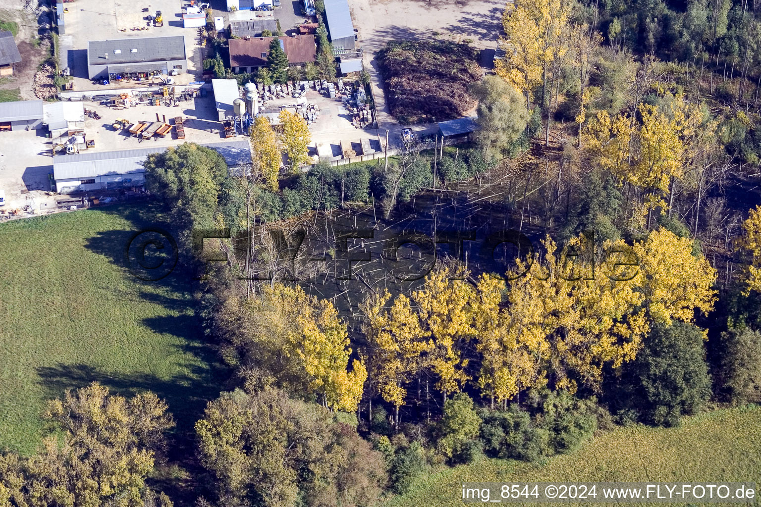 School building of the Ludwig-Marum-Gymnasium Pfinztal in the district Berghausen in Pfinztal in the state Baden-Wurttemberg from a drone