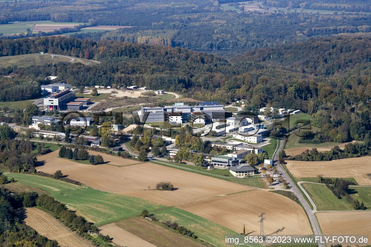 Aerial view of Pfinztal ITG in the district Grötzingen in Karlsruhe in the state Baden-Wuerttemberg, Germany