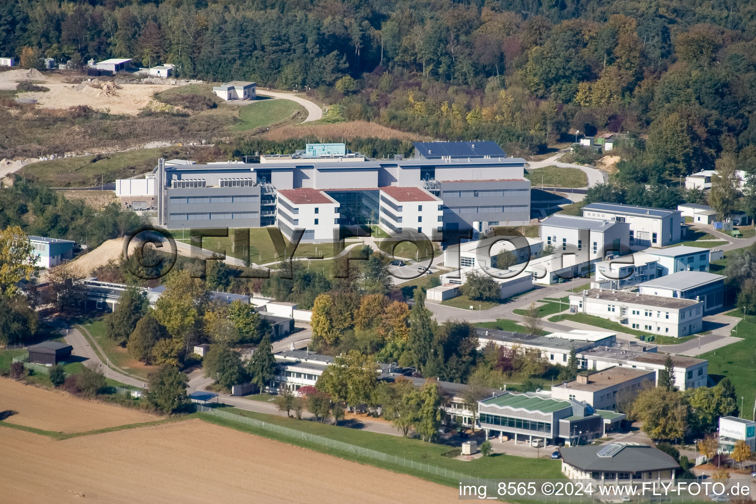 Aerial photograpy of Pfinztal ITG in the district Grötzingen in Karlsruhe in the state Baden-Wuerttemberg, Germany