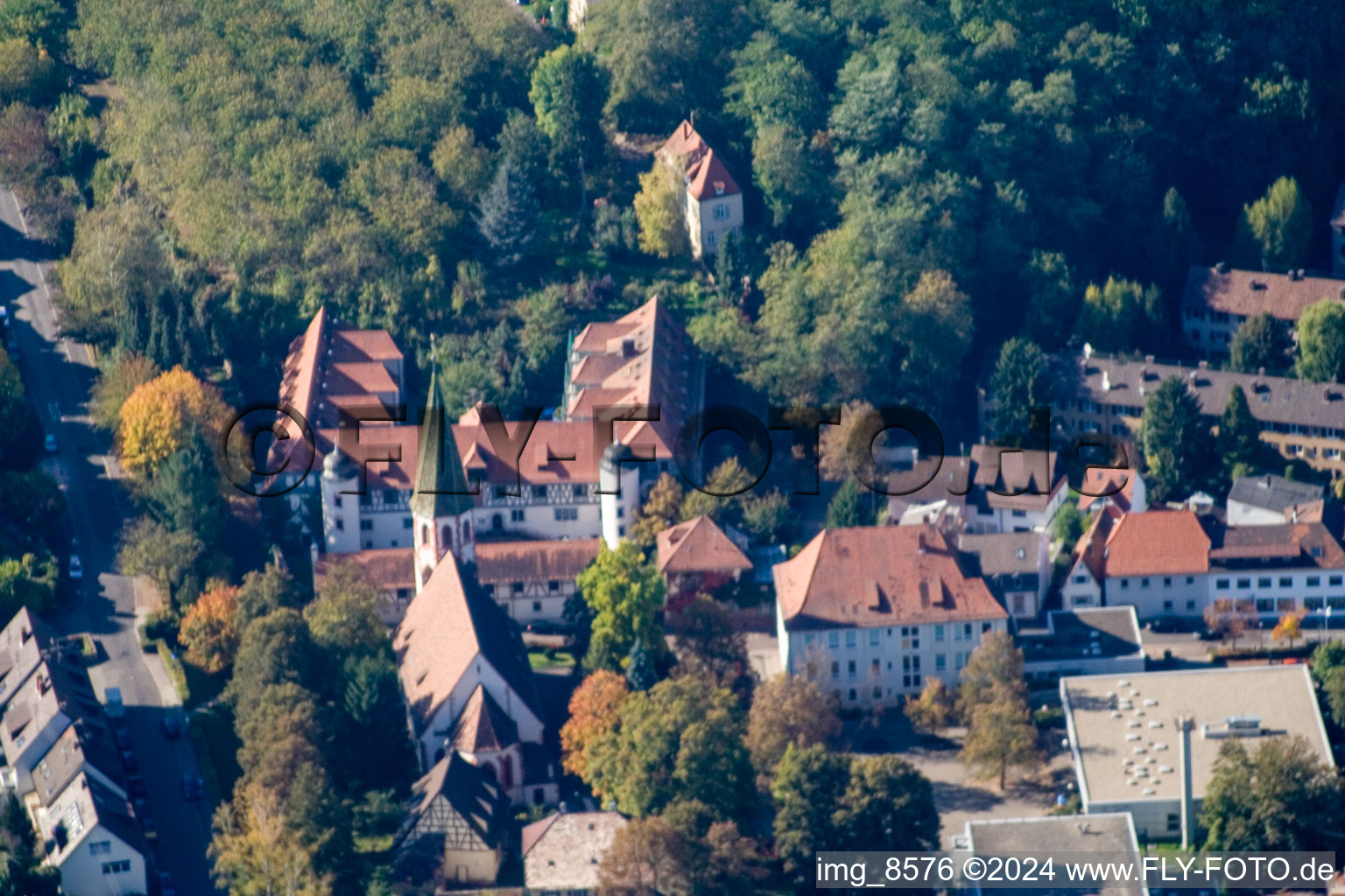 Town View of the streets and houses of the residential areas in the district Berghausen in Pfinztal in the state Baden-Wurttemberg