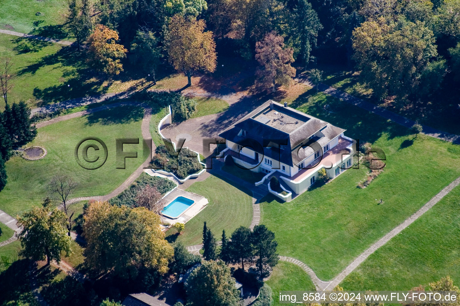 Aerial photograpy of Schmieder estate at Rittnerthof in the district Grötzingen in Karlsruhe in the state Baden-Wuerttemberg, Germany