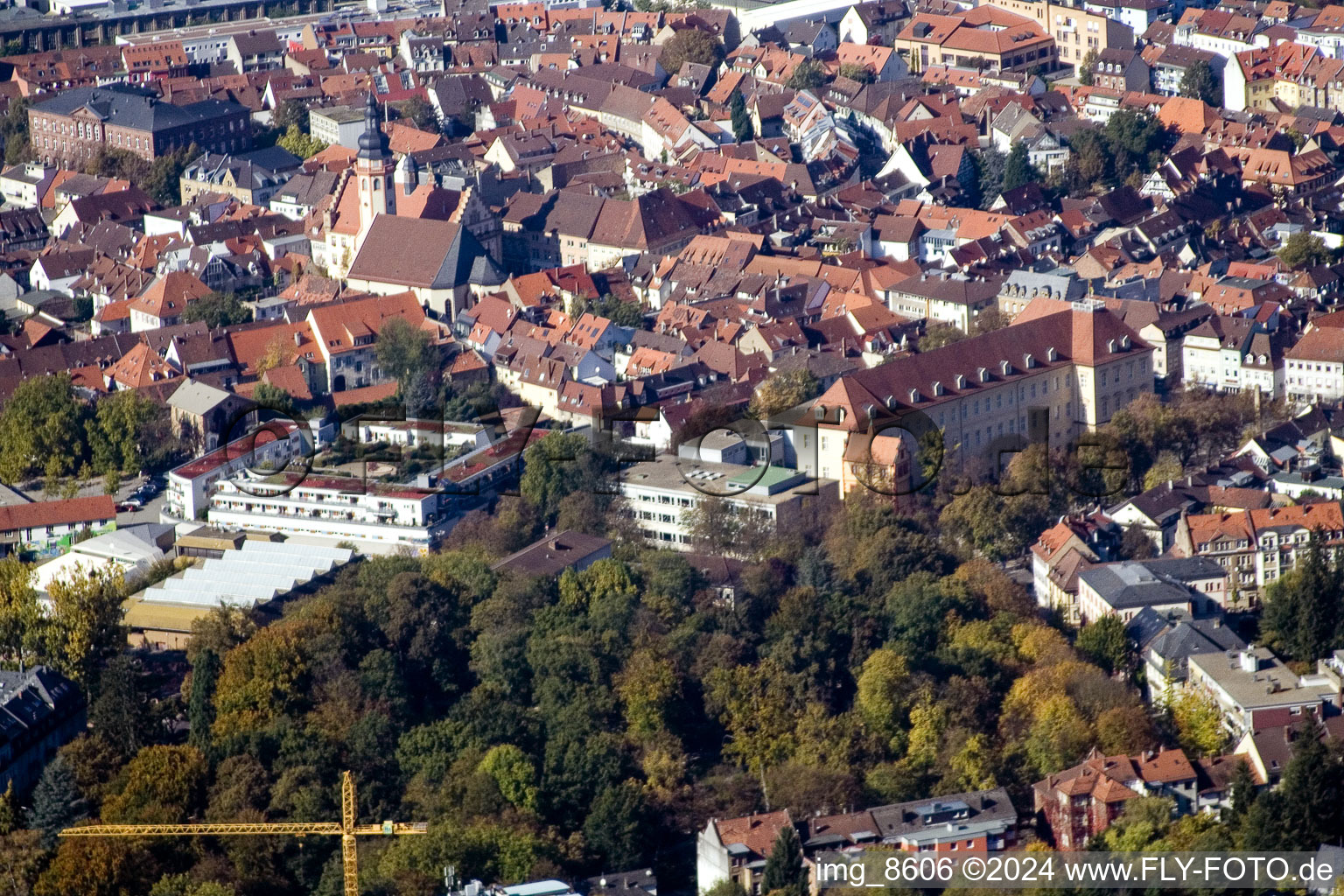 District Durlach in Karlsruhe in the state Baden-Wuerttemberg, Germany viewn from the air