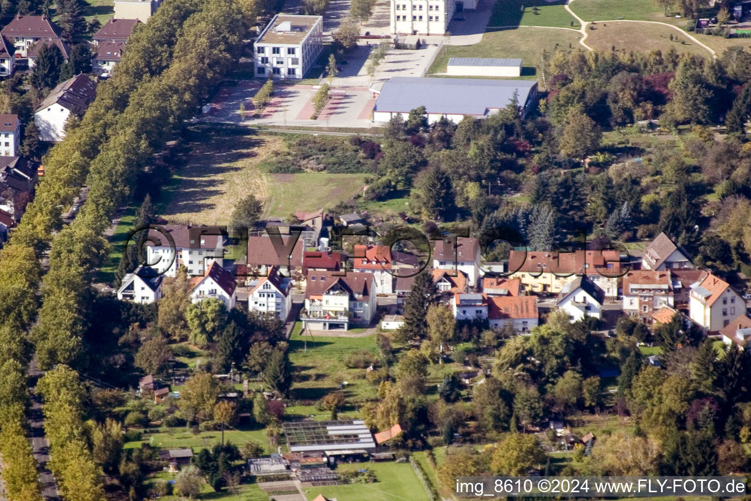 District Durlach in Karlsruhe in the state Baden-Wuerttemberg, Germany from the drone perspective