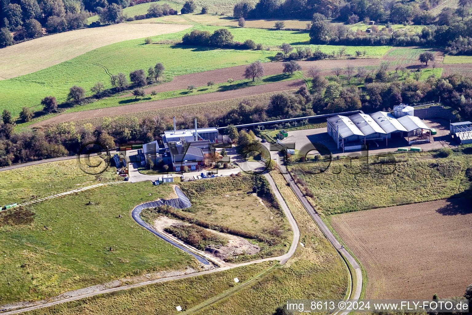 Aerial view of Waste incineration in the district Durlach in Karlsruhe in the state Baden-Wuerttemberg, Germany