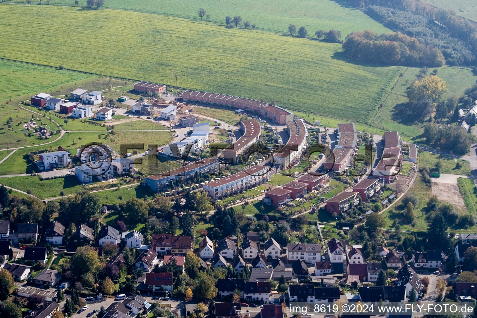 District Hohenwettersbach in Karlsruhe in the state Baden-Wuerttemberg, Germany out of the air