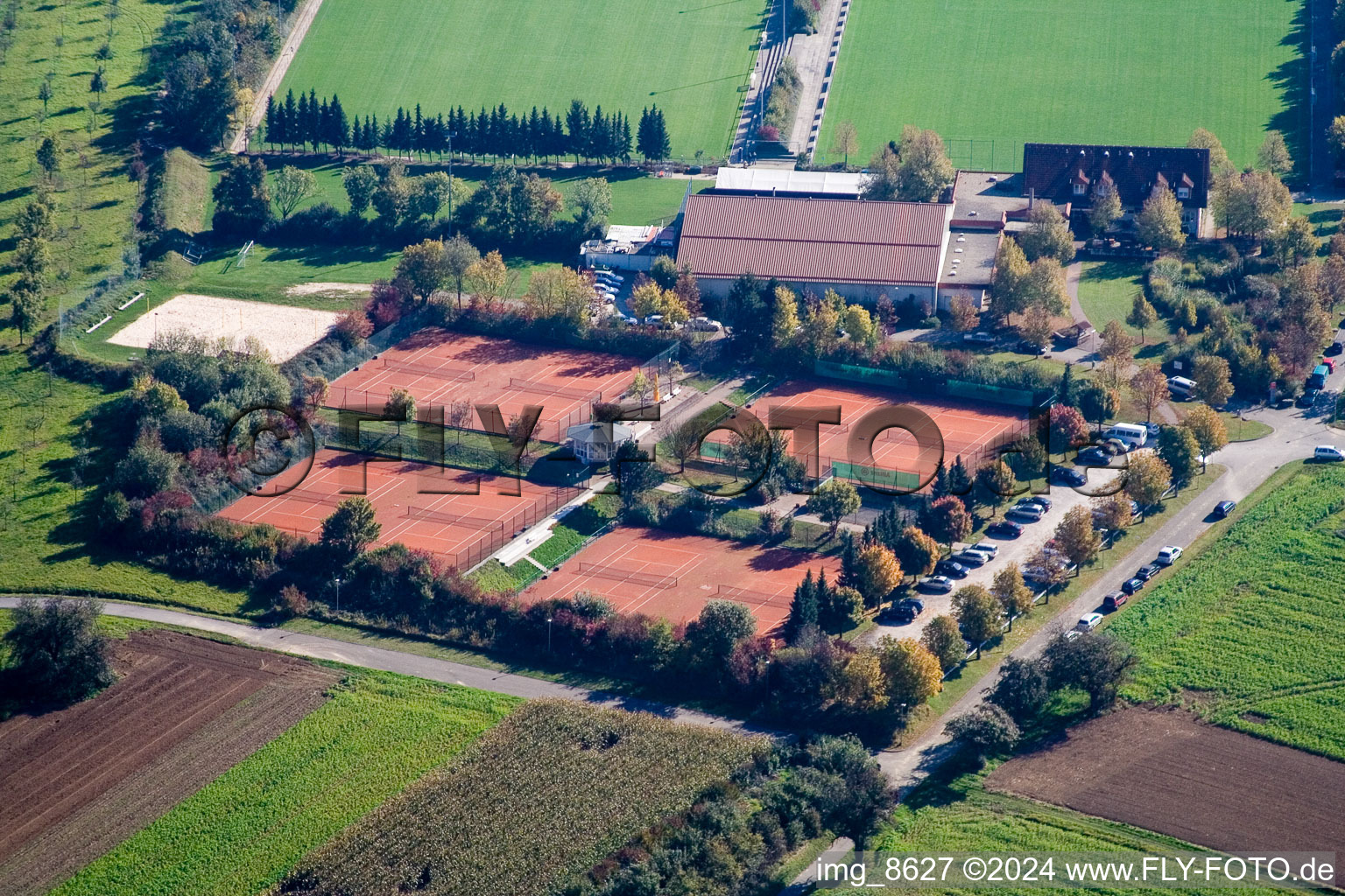 Drone recording of District Hohenwettersbach in Karlsruhe in the state Baden-Wuerttemberg, Germany