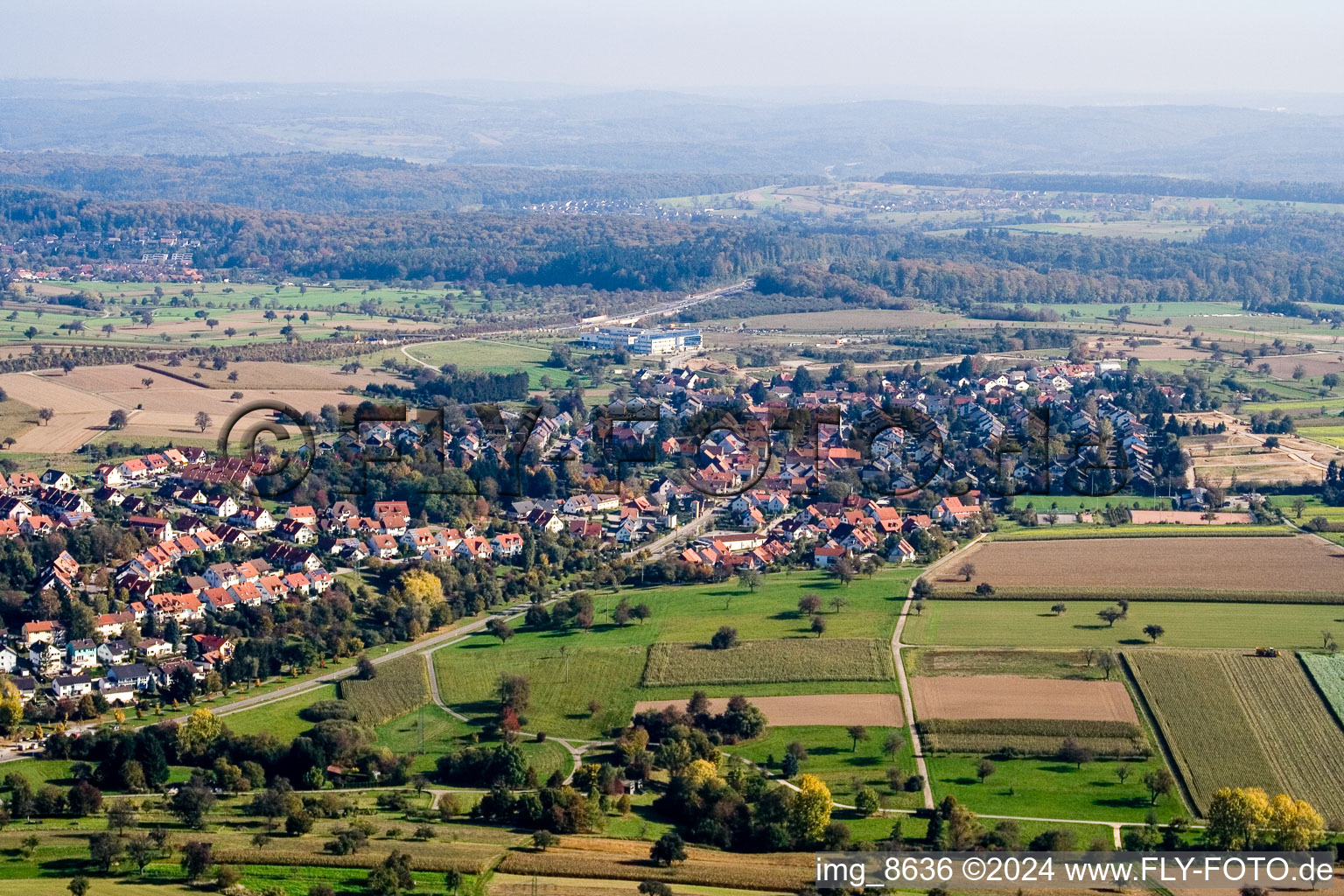 District Palmbach in Karlsruhe in the state Baden-Wuerttemberg, Germany seen from a drone