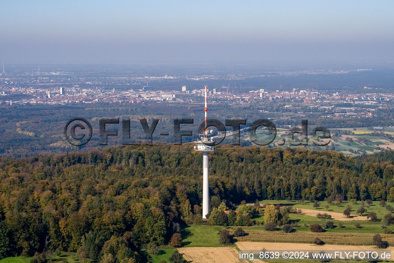 District Grünwettersbach in Karlsruhe in the state Baden-Wuerttemberg, Germany viewn from the air