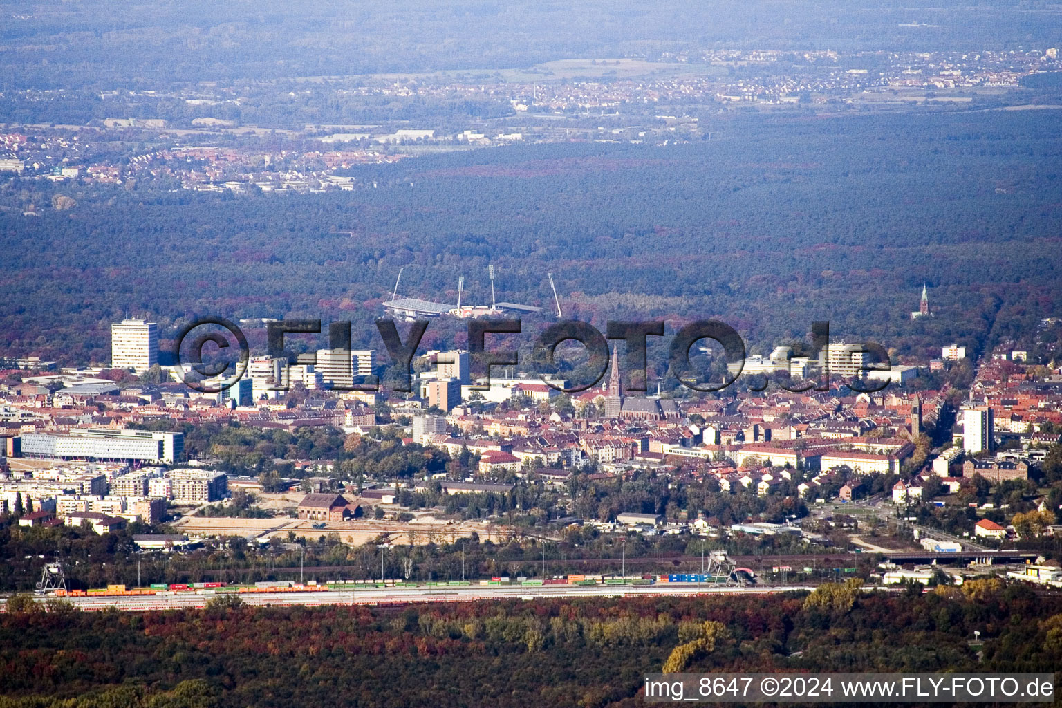 From the southeast in the district Durlach in Karlsruhe in the state Baden-Wuerttemberg, Germany