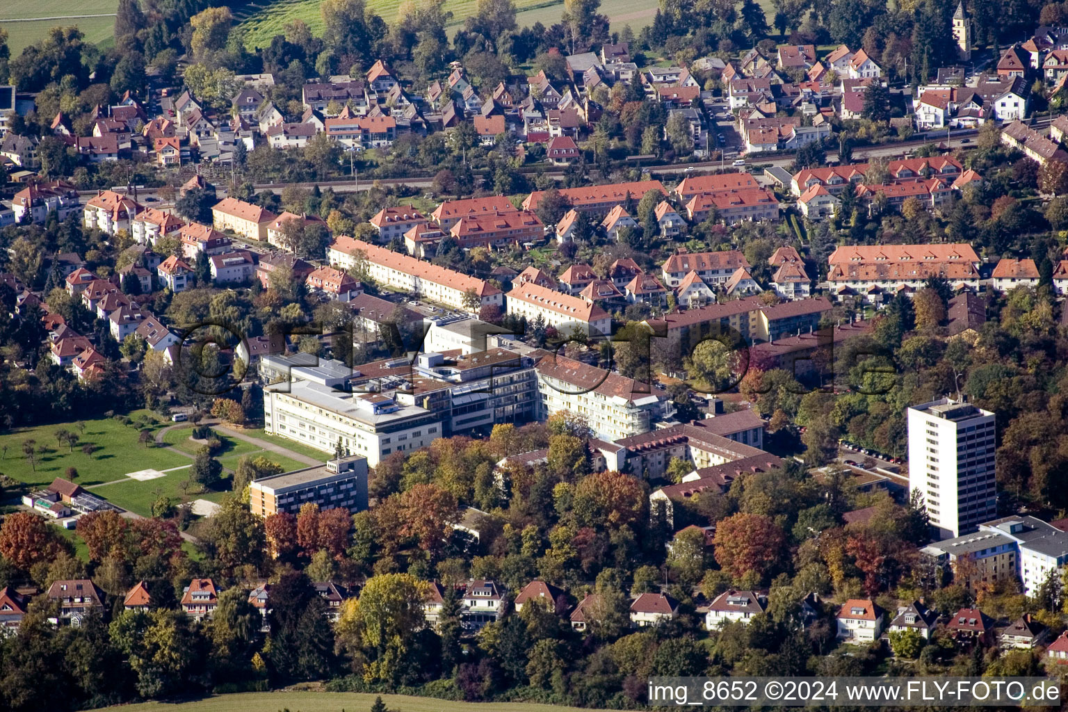 Deaconesses KH in the district Rüppurr in Karlsruhe in the state Baden-Wuerttemberg, Germany from above