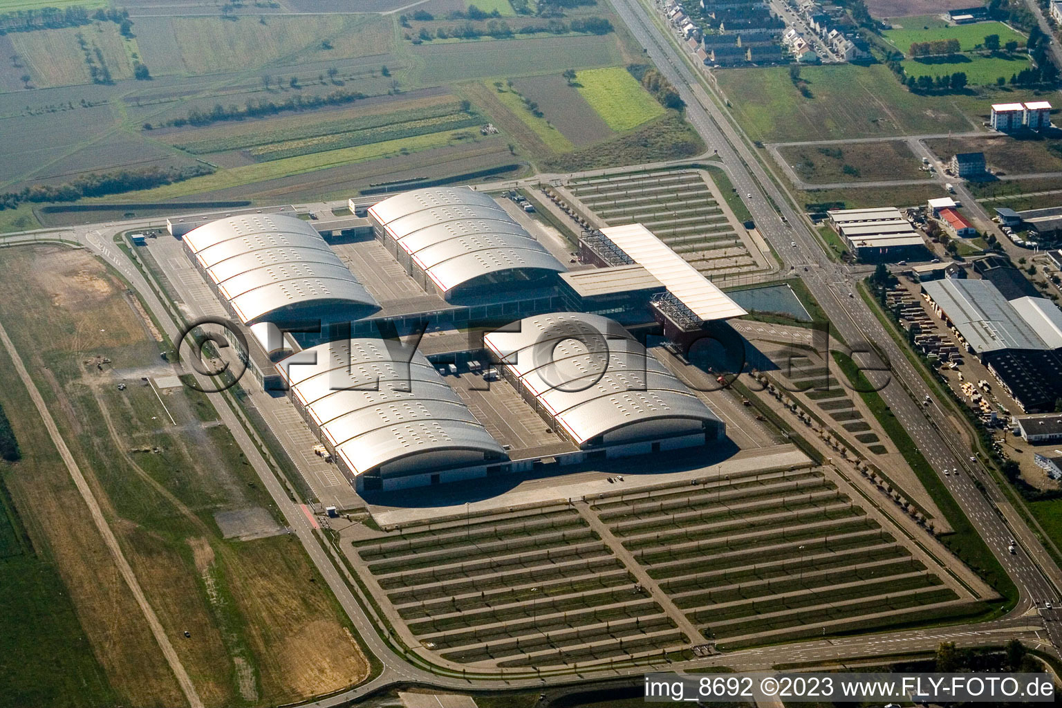Exhibition grounds and exhibition halls of the DM-Arena, Karlsruher Messe- und Kongress GmbH in the district Daxlanden in Karlsruhe in the state Baden-Wurttemberg