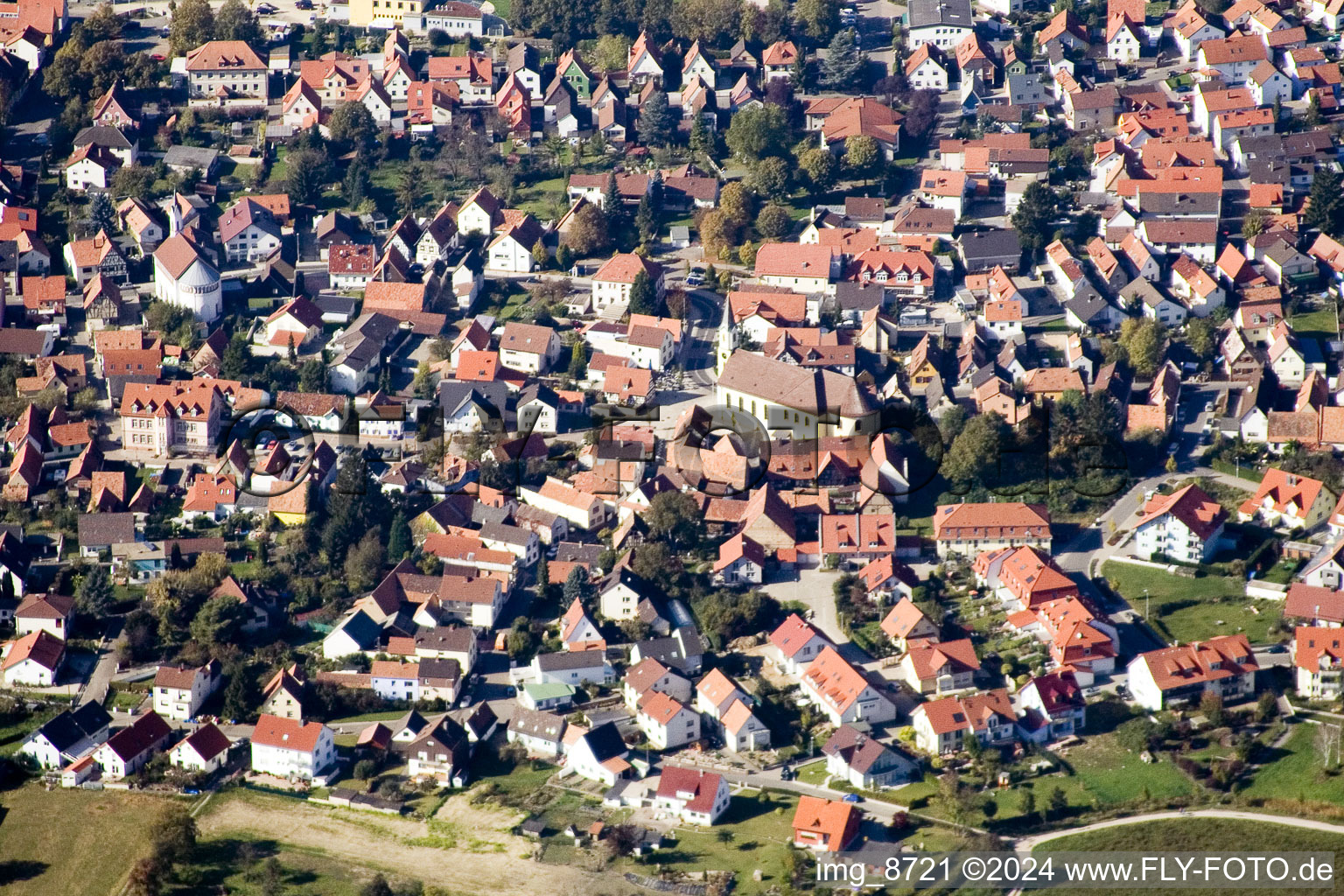 Drone recording of District Maximiliansau in Wörth am Rhein in the state Rhineland-Palatinate, Germany