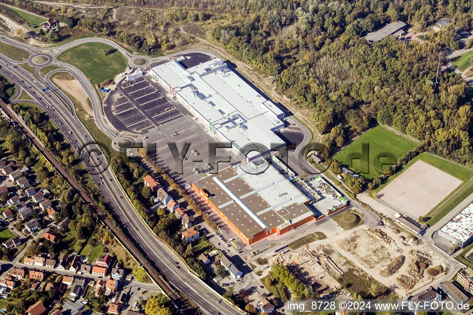 Building of the shopping center Maximilian-Center in the district Maximilian-Center in Woerth am Rhein in the state Rhineland-Palatinate, Germany