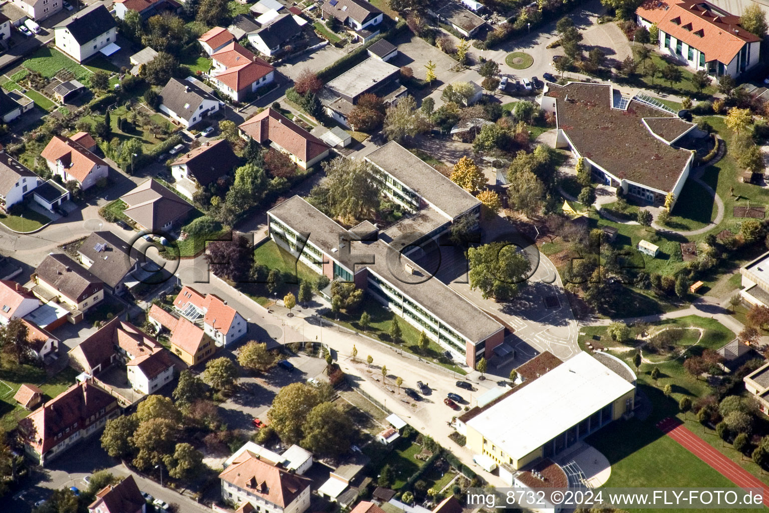 District Maximiliansau in Wörth am Rhein in the state Rhineland-Palatinate, Germany from a drone