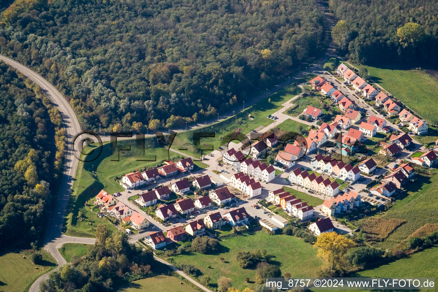 New development area at the Badepark in Wörth am Rhein in the state Rhineland-Palatinate, Germany