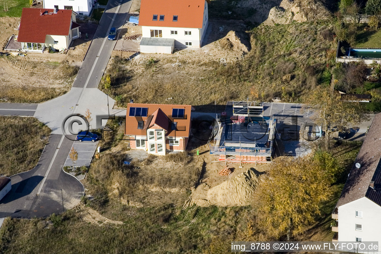 On the mountain trail in Kandel in the state Rhineland-Palatinate, Germany viewn from the air