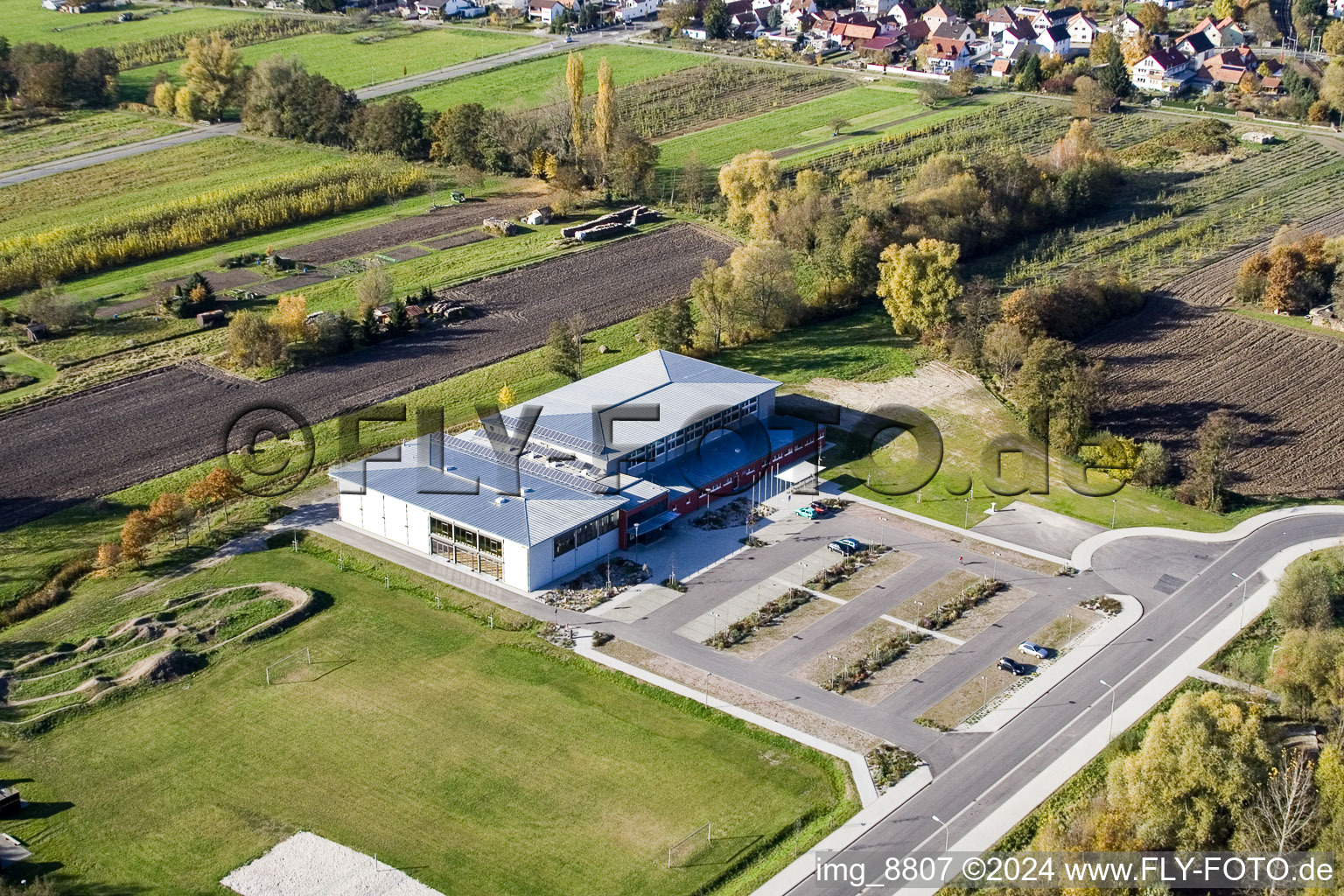 Bienwald Hall in Kandel in the state Rhineland-Palatinate, Germany out of the air