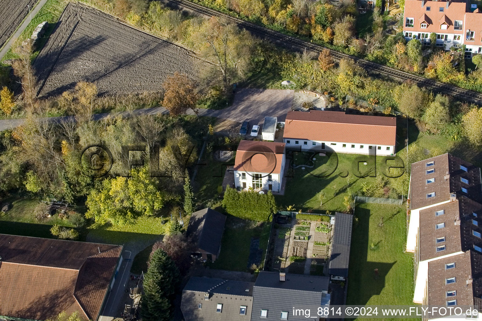 On the mountain trail in Kandel in the state Rhineland-Palatinate, Germany seen from a drone